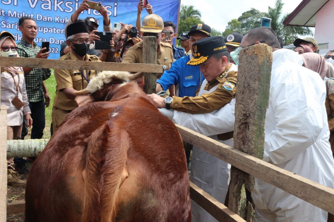 Gubernur Jambi Al Haris saat Vaksinasi di Kumpe(Poto Supri G12)