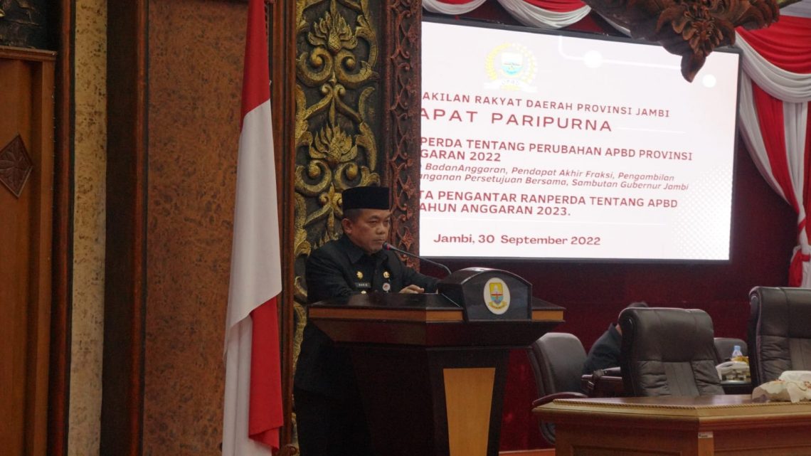 Gubernur Jambi Al Haris saat sampaikan nota Pengantar( Poto ist)